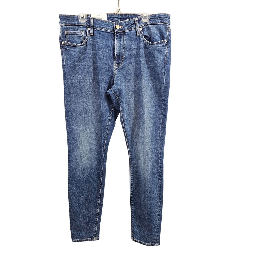 & Denim H&M Skinny Jeans Slim Leg Mid Waist Blue Wash Denim Women Size US 16 NEW